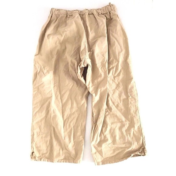 Gauzey | Wide Leg Capris Womens Size M Brown Cotton Drawstring Waist - Picture 2 of 10